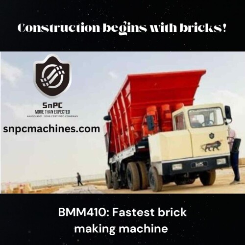 Speed up your brick production with world best brick making machines i.e. BMM410, BMM310 and BMM160 by SnPC Machines India. Brick making machine with latest technology and a very fast production speed according to today era construction industry requirements. Construction Industry is one of the fastest growing industry and secure a very bright future, hence it deserve better equipment but also keep in mind not to harm nature due to its growth. One and only solution for all these problems is SnPC Machines. Fully automatic clay brick making machine with moving technology saves time, natural resources and budget-friendly as well. These machines require only one-third of the water as used in other methods. These machines give kiln owner freedom to produce bricks anywhere, anytime and in any quantity according to their requirements. SnPC Machines supplies its products all across the world. Customers can order from any country, states or can visit our company for their own satisfaction.

https://snpcmachines.com/

#snpcmachine #brickmachineIndia #brickmachineDelhi #brickmachineBihar #brickmachineOdisha #brickmachineGuwahati #brickmachineUttarakhand #TeamSnpc #SnpcIndia #Snpc #justbricks #brick #brickmachine #modernbrickmakingmachine