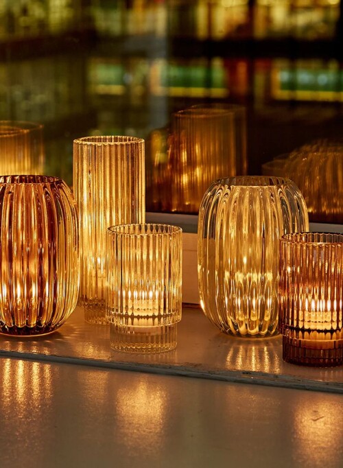 Pleated glass candleholders